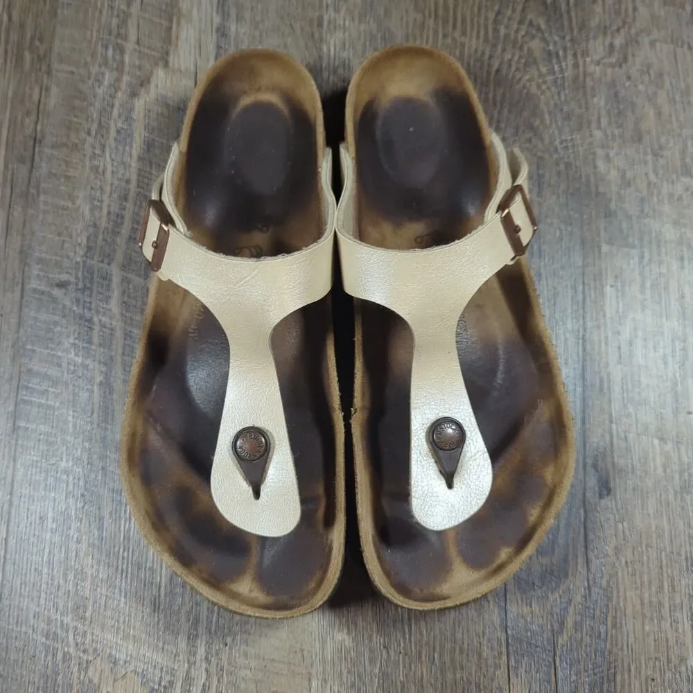 Birkenstock Gizeh Thong Sandals Shoes Germany Womens 39 US Size 8 Beige Tan